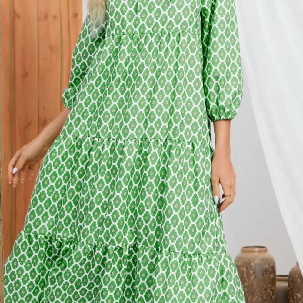 Green Patterned Women's Dress